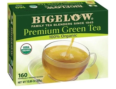Bigelow Organic Green Tea, 160 Tea Bags – Premium, Caffeine, Antioxidant-Rich.