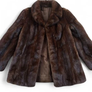 SAGA MINK Demi Buff Real Fur Coat Jacket Free Size Brown From Japan - Picture 1 of 9