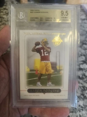Topps 2005 - Aaron Rodgers novato BGS 9,5 con 10 subgrado gema como nuevo Packers patio Foto 1 de 2