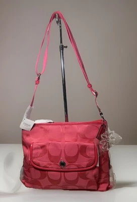 NWT Coach Kyra Nylon Signature Flap Crossbody Bag F16550 Hibiscus w/Flower Charm - Image 1 of 4