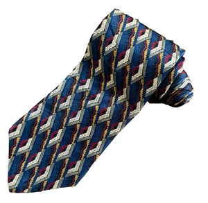 Cravatta collo uomo vintage Milano Uomo seta multi geo cross hatch USA 4x57 in - Foto 1 di 6