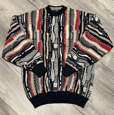 Vintage Cotton Traders Sweater XL Red 3D Knit Pullover 90s Coogi Streetwear - Image 1 of 4