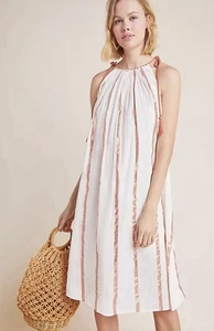 Corey Lynn Calter White Dress With Rosegold Metallic Stripes Size Small - Picture 1 of 9