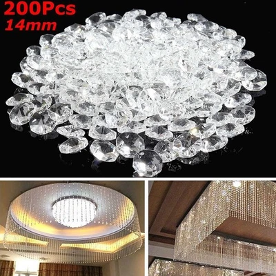 200Pcs Trasparente 14mm Acrilico Pendant-Light Sfaccettata Casa Arredo Decori - Immagine 1 di 4