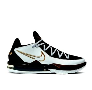 Nike Lebron 17 Low Basketball Shoes White/Black/Metallic Gold Size 9.5M - Picture 1 of 10