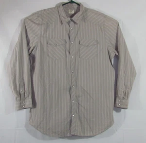 Old Navy Pearl Snap Button Shirt Men's 2XL Long Sleeve Striped/Plaid Gray Cotton - Picture 1 of 20