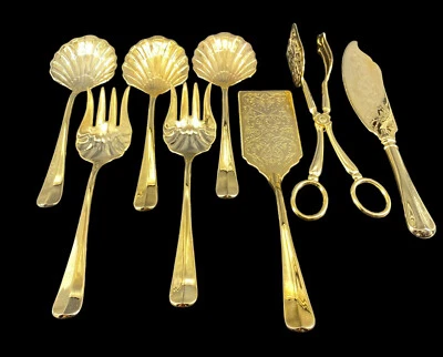 De Colección E P ZINC ITALIA Plateado Elegante Pinzas Doradas Cuchillo para Pasteles Lote de 8 piezas Foto 1 de 4