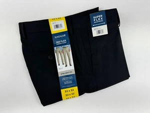 Pantalones Haggar 365 Flex Performance elásticos calce recto negros 32x32 nuevos con etiquetas - Imagen 1 de 2