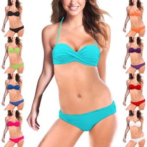 Beach Sexy Push-up Underwire Halter Strapless Bandeau Bikini Swimwear sw2054 - Picture 1 of 16