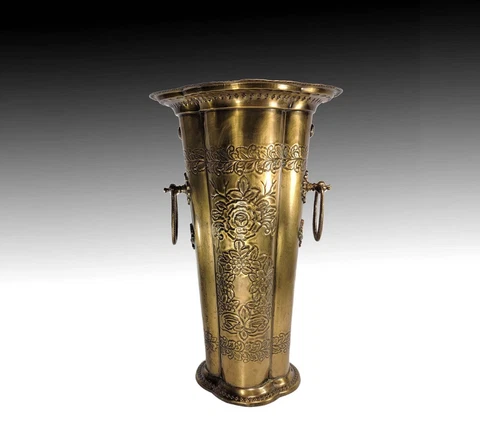 Brass Fluted Embossed Umbrella Stand Cover