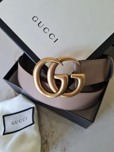 Gucci Belt GG Marmont Dusty Pink/Rose, Brass Buckle, 90 cm - fits 30/32 waist - Picture 1 of 6