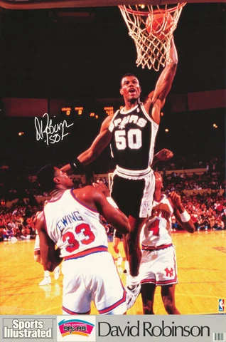 POSTER: NBA BASKETBALL: DAVID ROBINSON - SAN ANTONIO SPURS 1990 - #7450   RP92 J Cover