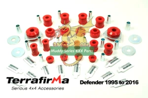 Terrafirma Land Rover Defender 90 110 130 Suspension Poly Bush Kit Red TF940 95  - Picture 1 of 2