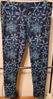 无品牌打底裤蓝色雪花 TC 圣诞节冬季假期 — 第 1/3 张图片