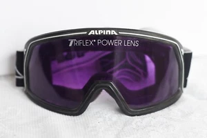 Occhiali da sci vintage anni 80 viola Alpina Triflex Power Lens con borsa Germania (B) - Foto 1 di 8