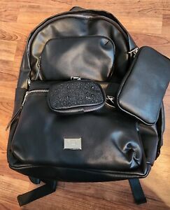 17 Inch Black Modular Laptop Backpack W/ Cell Phone Case And Sequin Coin Purse