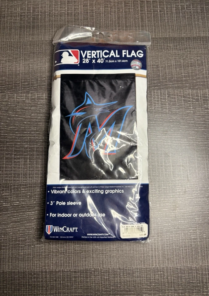 Miami Marlins MLB Vertical Flag 28x40 Baseball Flag Wincraft Florida Marlins NEW - Image 1 of 1
