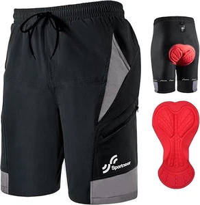 Sportneer Herren MTB Radhose mit 3D-Polsterung – Größe L – Farbe: Schwarz-Grau - Bild 1 von 3