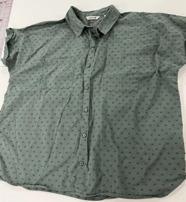 Camisa Orvis Mujer XL Verde Punteada Chanilla Abotonada Blusa - Dobby Punto Algodón Foto 1 de 4
