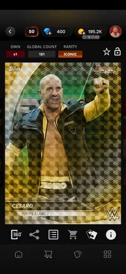 CESARO 2021 WWE TOPPS SLAM BOWMAN'S BEST 21 ICONIC DIGITAL CARD!!!!!!! - Image 1 of 3