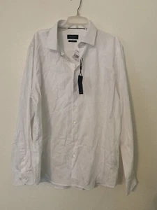 Bugatchi Uomo Shirt Mens 2XL White Button Up Classic Fit Long Sleeve Collared - Picture 1 of 5
