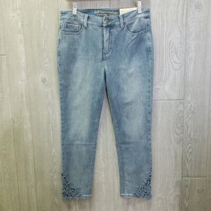 SOFT SURROUNDINGS Straight Leg Triple S Lace Trim Jeans Womens 6 Petite NEW NWT - Picture 1 of 7
