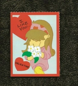 Vintage UNSIGNIERTES Valentinstag MÄDCHEN mit GÄNSEBLÜMCHEN I Like You! - Bild 1 von 2