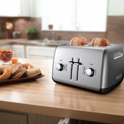 SEALED KitchenAid 4-Slice Toaster with Manual High-Lift Lever Silver KMT4115 NIB - Image 1 of 3