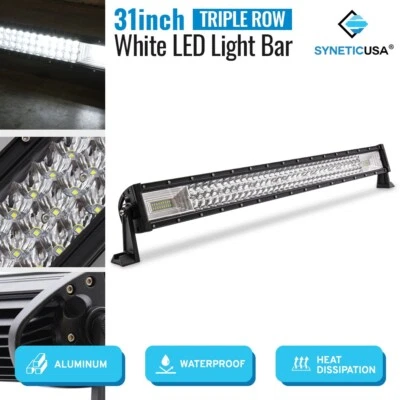 Syneticusa 31" WHITE LED OFFROAD TRIPLE ROLL LED Light Bar - Image 1 of 4