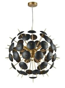 Light 1950's Brass Dandy 12 Light Pendant Mid Century Sputnik Ceiling