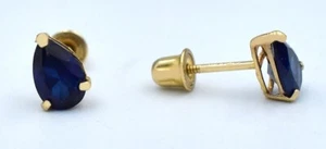 GENUINE 1.38 Cts BLUE SAPPHIRE EARRINGS 14K GOLD - FREE Appraisal - SCREW BACKS - Picture 1 of 6