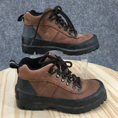 Sporto Boots Womens 7 M Lorena Combat Brown Leather Lace Up Casual Block Heels - Image 1 of 4