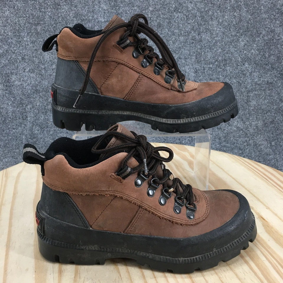 Sporto Boots Womens 7 M Lorena Combat Brown Leather Lace Up Casual Block Heels - Image 1 of 4