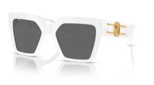 Versace 0VE4458F 314/87 White/Dark Grey Square Women's Sunglasses - Picture 1 of 4