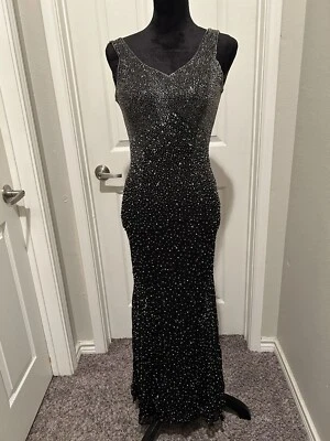 Vintage Sean Collection Silk, Party Maxi, Long Black beaded dress, Small - Image 1 of 4