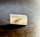 ??  Kansas The Wheat State Plastic Souvenir Lapel Pin 1.25" X .5" Bp1