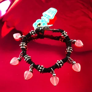 HOTI Hemp Handmade Purple Black Charm Roach Clip Bracelet Hearts Rock Love Beads - Picture 1 of 1