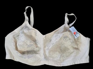 Elila Beige Lacy Bra Nude Size 52G NWT Sexy Wireless Semi Sheer Full Coverage - Picture 1 of 10