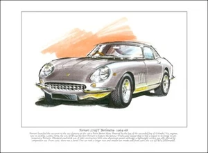 FERRARI 275GT Berlinetta 1964-68 - Fine Art Print A4 size - 275GTB/4 Colombo V12 - Picture 1 of 1