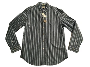 J.Crew Men's Poplin Button Down Long Sleeve Shirt, Blue Stripe Classic Fit Large - Picture 1 of 9
