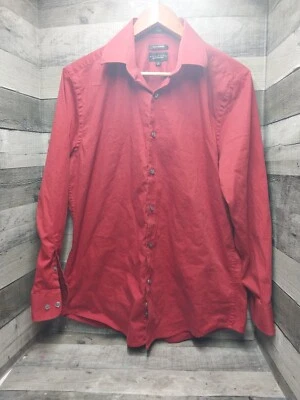 BCBG Mens Large 16  32/33  Button up Long Sleeve Shirt Burgundy  Slim Fit - Image 1 of 4