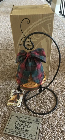 Longaberger Noel Bell Basket with Wrought With Bow And Iron Hanger Cover