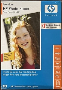 Papier fotograficzny HP Premium 100 arkuszy błyszczący atramentowy 4" x 6" 10mil 64lb NIEOTWARTE pudełko - Zdjęcie 1 z 1