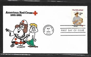 USA HAND PAINTED, AMERICAN RED CROSS '81, RICHARD ELLIS ANIMATED FIRST DAY COVER - Picture 1 of 1