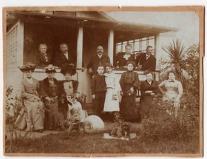 GARDEN GNOME : PUMPKIN : CUTE DOG : DISTINGUISED FAMILY : PORCH : CABINET CARD - Picture 1 of 4