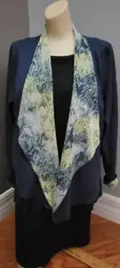 G by Giuliana Reversible Shrug Patterned/Solid Navy (XL) - Picture 1 of 2