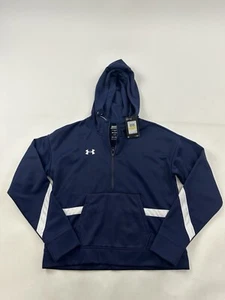 Under Armour Hoodie Sweatshirt Womens Medium Blue Storm Fleece Pullover 1/2 Zip - Picture 1 of 7