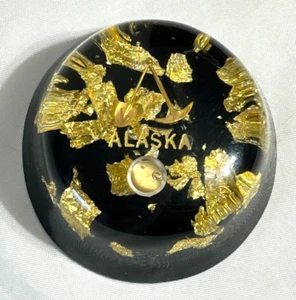 Vintage Alaska Paperweight Faux Gold Nuggets Gold Pan Pick Shovel P3 - Picture 1 of 5