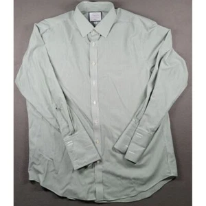 Charles Tyrwhitt Mens Dress Shirt 17 34 Green Striped Non Iron Classic Formal - Picture 1 of 9