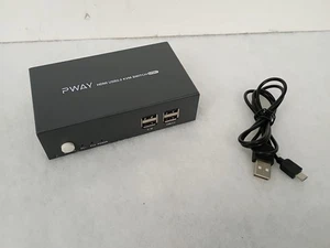 PWAY 2x1 HDMI USB2.0 KVM Switch Dual Monitor Desktop 4K Resolution Hub Black - Picture 1 of 6